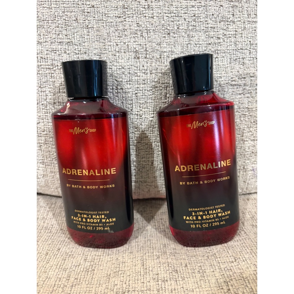 Bath & Body Works Adrenaline Men 3-in-1 Hair Face Body Wash 10oz Lot of 2 Oud